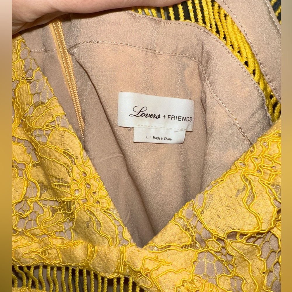 Lovers + Friends Yellow Lace Maxi Sabrina Dress - Picture 9 of 10